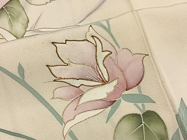 平和屋着物■訪問着 駒刺繍 草花文 金彩 正絹 逸品 CABK0071ua