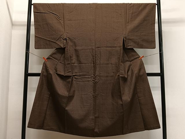 平和屋着物■男性 紬 格子 正絹 逸品 CABK0072ua