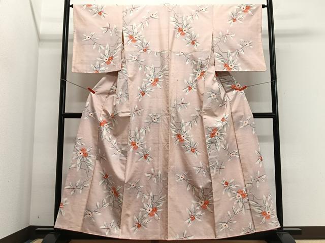 平和屋着物■上質な紬 手描き 枝花文 暈し染め 正絹 逸品 CABK0081ua