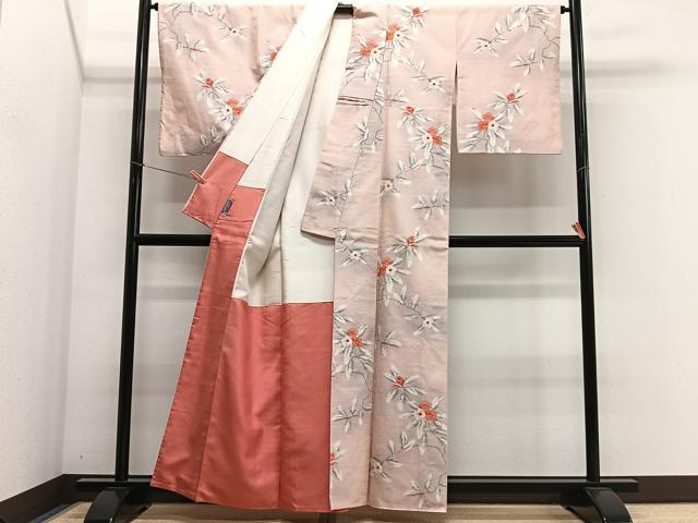 平和屋着物■上質な紬 手描き 枝花文 暈し染め 正絹 逸品 CABK0081ua