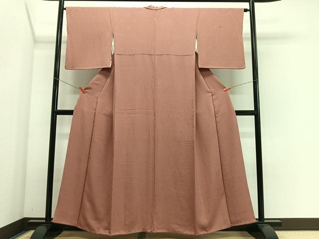 平和屋着物■上質な色無地 亀甲地紋 遠州茶色 正絹 逸品 CABK0083ua