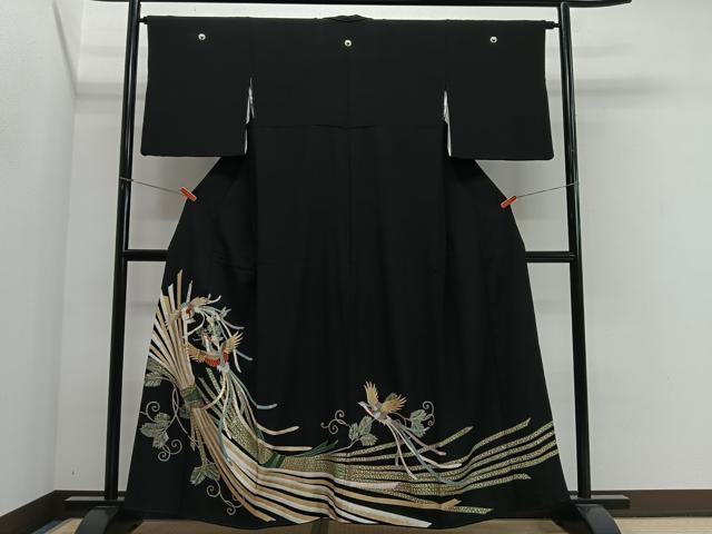 平和屋着物■豪華黒留袖 駒刺繍 束ね熨斗飛鳥文 金銀彩 正絹 逸品 CABK0087ua