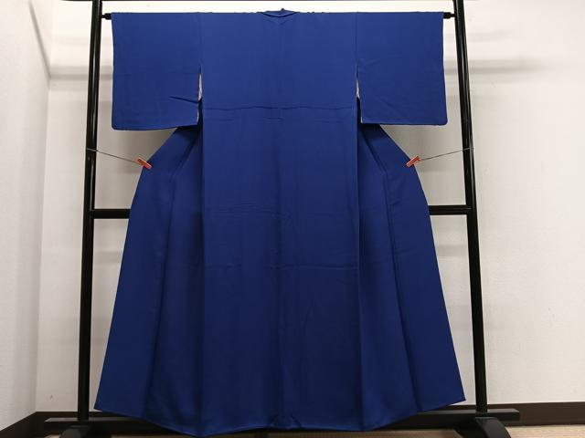 平和屋着物■上質な色無地 紺色 正絹 逸品 CABK0089ua