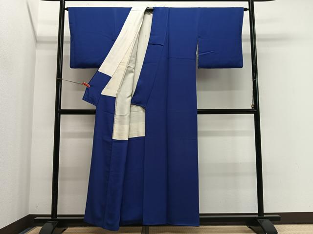 平和屋着物■上質な色無地 紺色 正絹 逸品 CABK0089ua