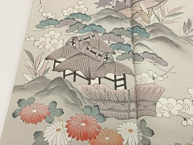 平和屋着物■訪問着 作家物 手描き 人物風景文 正絹 逸品 CABK0090ua