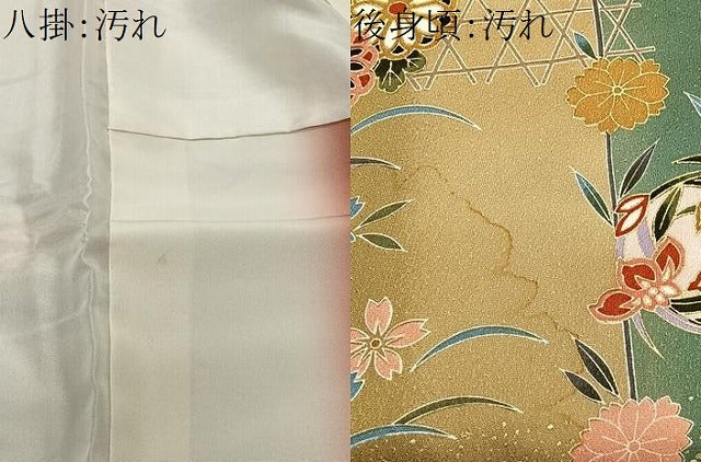平和屋着物■上質な小紋 草花間道 金彩 正絹 逸品 CABK0091ua