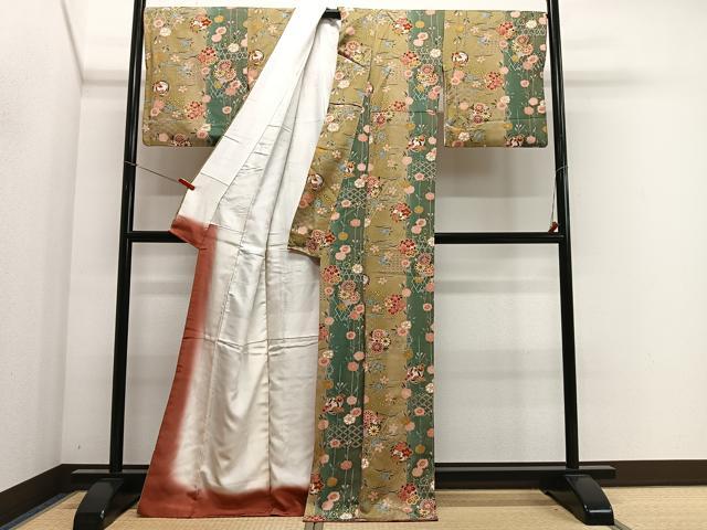 平和屋着物■上質な小紋 草花間道 金彩 正絹 逸品 CABK0091ua