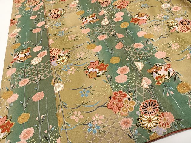 平和屋着物■上質な小紋 草花間道 金彩 正絹 逸品 CABK0091ua