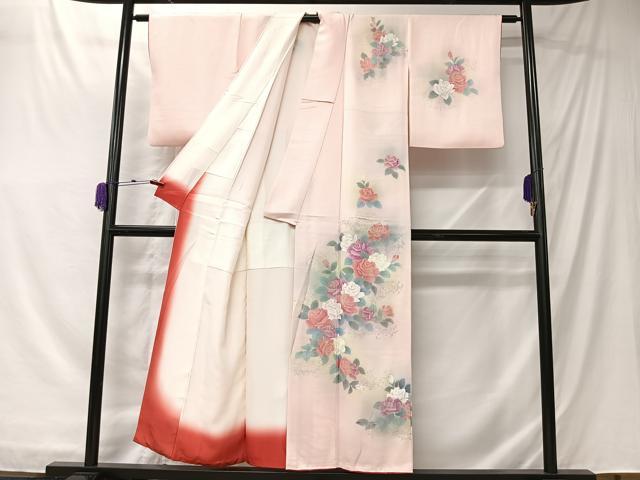 平和屋着物■訪問着 バラ 暈し染め 銀彩 正絹 逸品 CABK0092ua