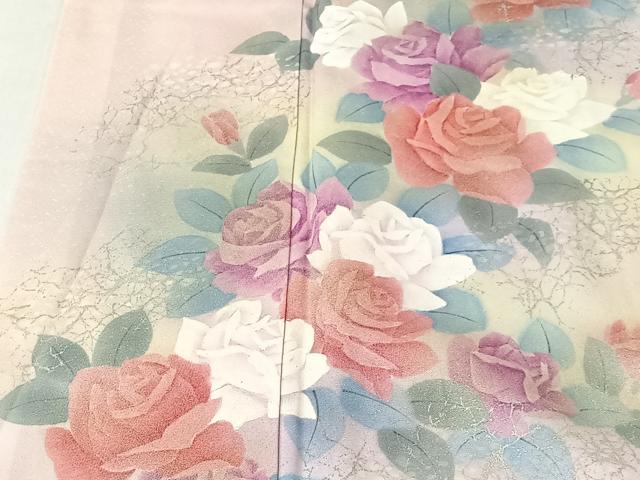 平和屋着物■訪問着 バラ 暈し染め 銀彩 正絹 逸品 CABK0092ua
