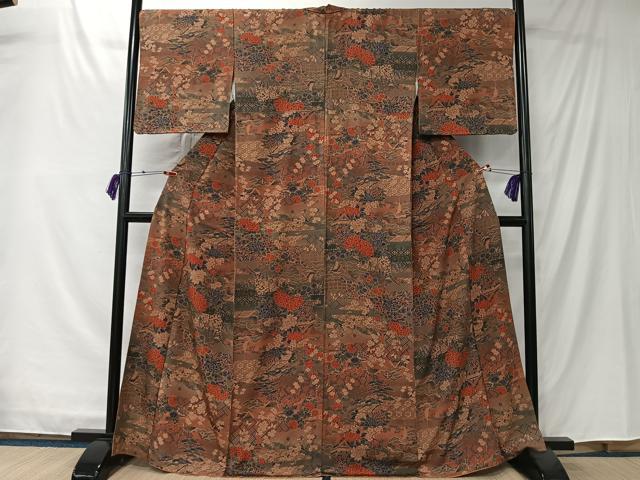 平和屋着物■上質な小紋 風景草花文 金彩 正絹 逸品 CABK0101ua