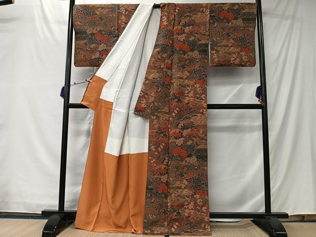 平和屋着物■上質な小紋 風景草花文 金彩 正絹 逸品 CABK0101ua