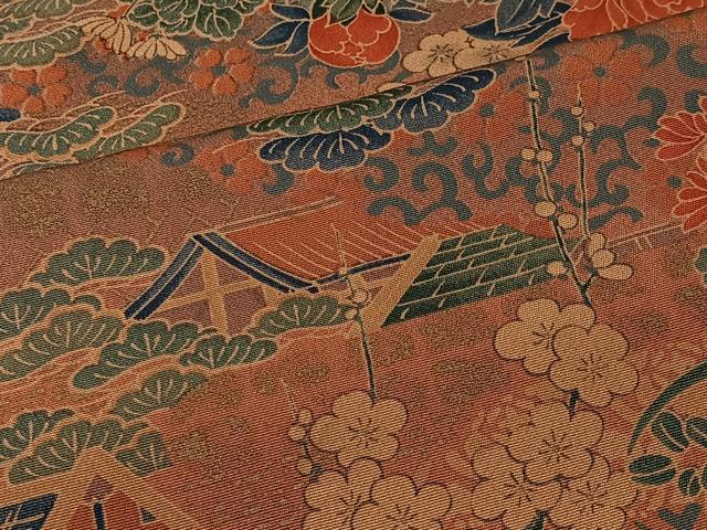 平和屋着物■上質な小紋 風景草花文 金彩 正絹 逸品 CABK0101ua