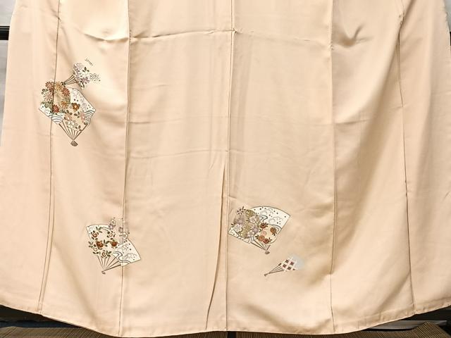 平和屋着物■訪問着 駒刺繍 扇面花文 金彩 正絹 逸品 CABK0104ua