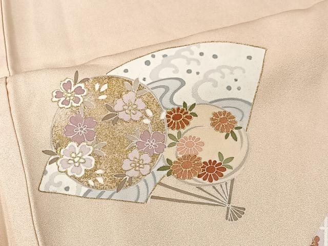 平和屋着物■訪問着 駒刺繍 扇面花文 金彩 正絹 逸品 CABK0104ua