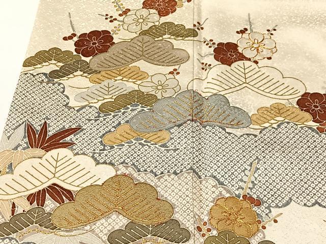 平和屋着物■訪問着 駒刺繍 松竹梅 金彩 正絹 逸品 CABK0106ua