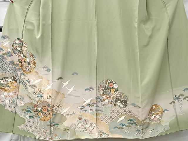 平和屋着物■訪問着 駒刺繍 雪輪草花文 暈し染め 金彩 正絹 逸品 CABK0108ua