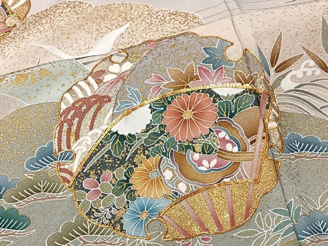 平和屋着物■訪問着 駒刺繍 雪輪草花文 暈し染め 金彩 正絹 逸品 CABK0108ua