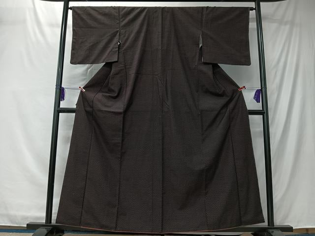 平和屋着物■上質な紬 霞文 黒地 正絹 逸品 CABK0112ua