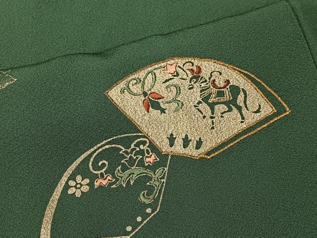 平和屋着物■訪問着 刺繍 地紙動物文 金糸 金彩 正絹 逸品 CABK0117ua