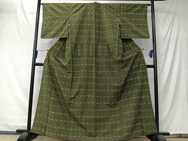 平和屋着物■上質な紬 幾何学文 正絹 逸品 CABK0119ua