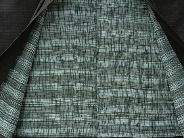 平和屋着物■男性 紬 アンサンブル 霞文 黒地 正絹 逸品 CABK0127ua