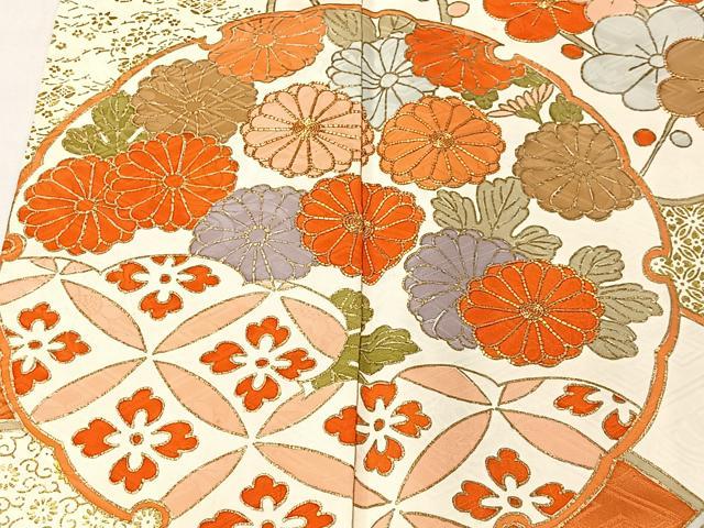 平和屋着物■豪華振袖 駒刺繍 地紙雪輪花蝶文 金彩 正絹 逸品 CABK0131ua
