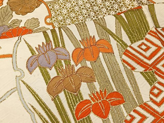 平和屋着物■豪華振袖 駒刺繍 地紙雪輪花蝶文 金彩 正絹 逸品 CABK0131ua