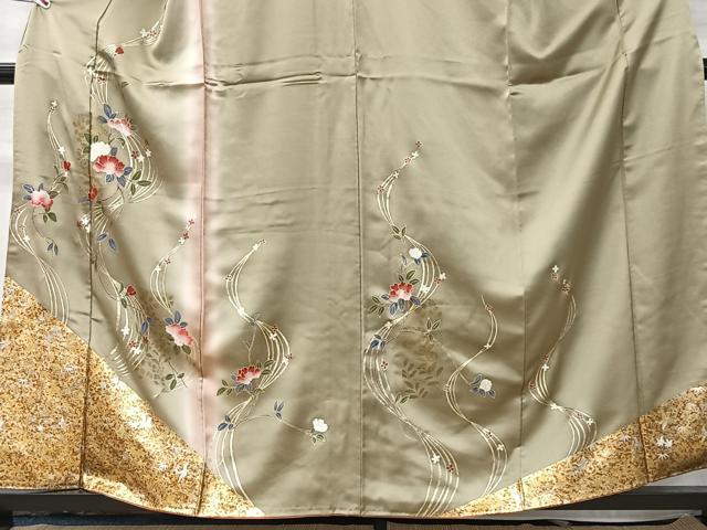 平和屋着物■訪問着 流水枝花文 金彩 正絹 逸品 CABK0133ua