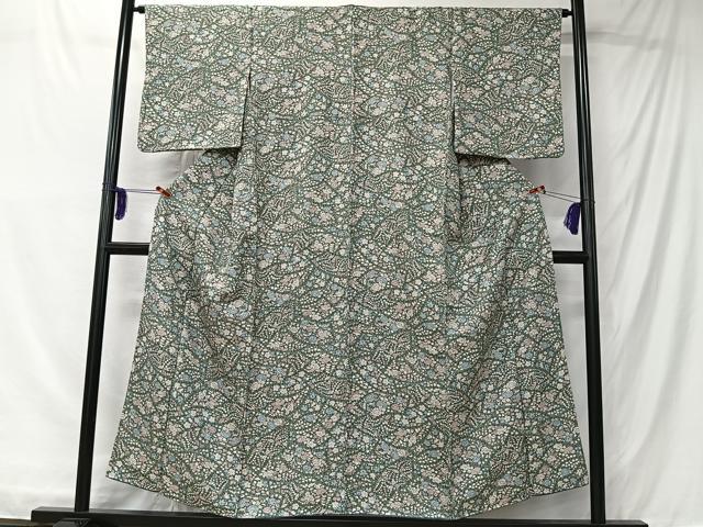 平和屋着物■上質な小紋 草花文 正絹 逸品 CABK0139ua