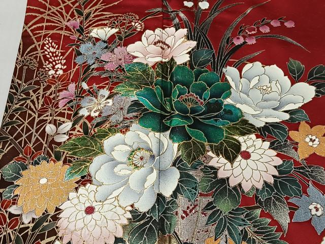 平和屋着物●豪華振袖 花車文 暈し染め 金銀彩 正絹 逸品 CABK0143ua
