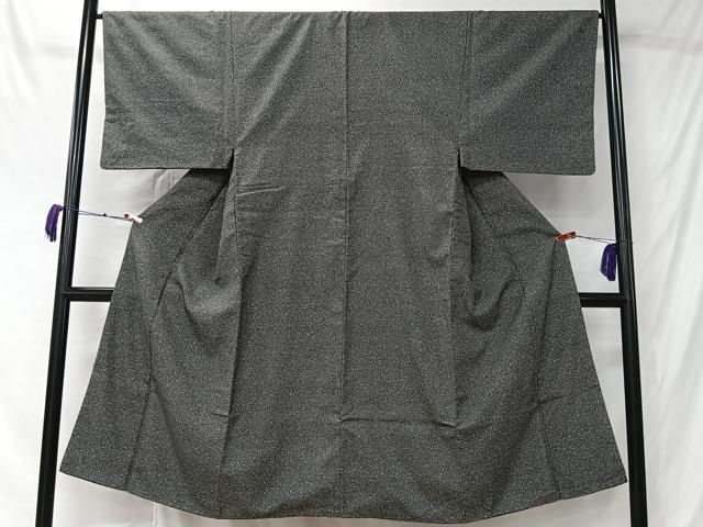 平和屋着物■男性 お召地 霞文 黒地 正絹 逸品 CABK0144ua