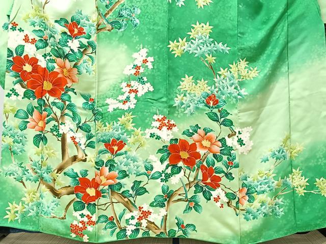 平和屋着物■豪華振袖 駒刺繍 枝花文 暈し染め 金彩 正絹 逸品 CABK0145ua
