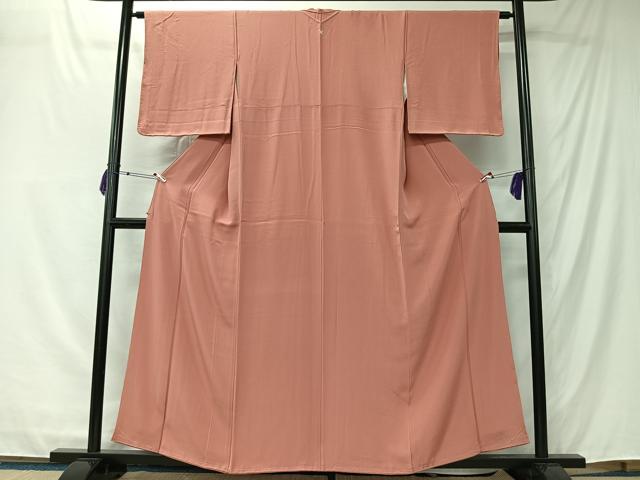 平和屋着物■上質な色無地 珊瑚色 正絹 逸品 未使用 CABK0156ua