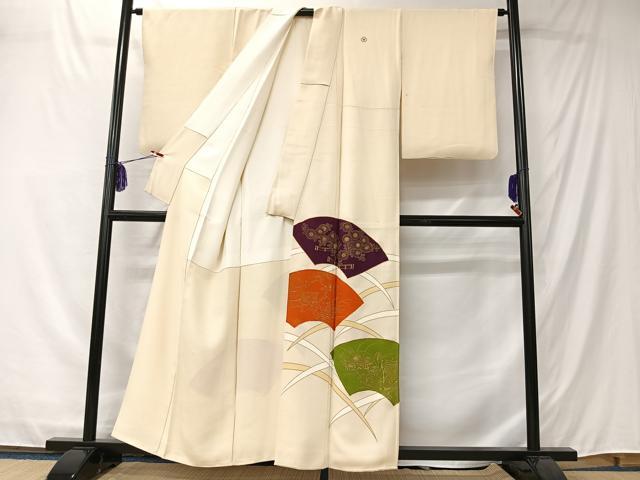 平和屋着物■豪華色留袖 駒刺繍 地紙風景文 金彩 正絹 逸品 CABK0167ua