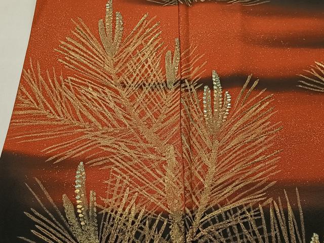 平和屋着物■豪華黒留袖 刺繍 エ霞松文 暈し染め 金彩 正絹 逸品 CABK0168ua