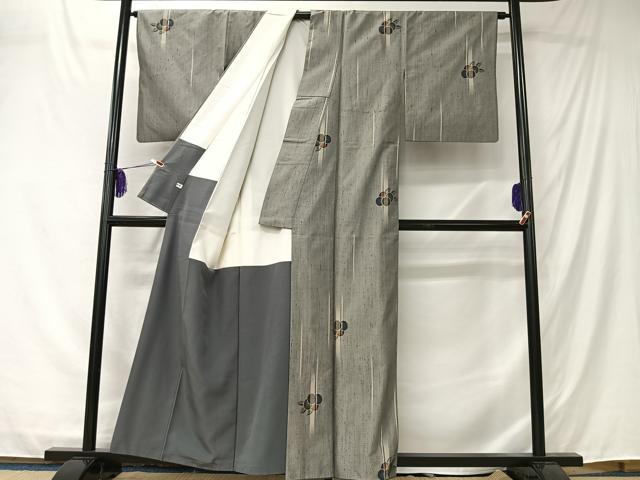 平和屋着物■上質な紬 草花文 正絹 逸品 CABK0172ua