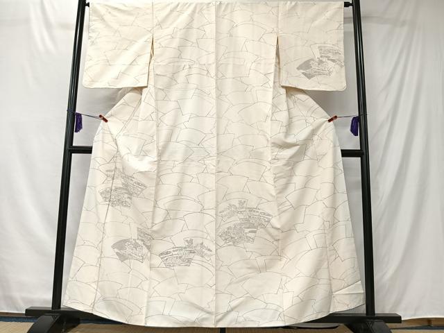 平和屋着物■訪問着 紬地 地紙草花文 正絹 逸品 CABK0179ua