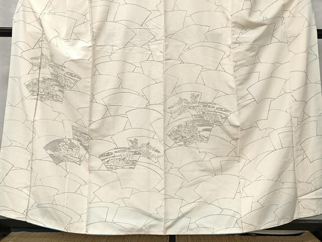平和屋着物■訪問着 紬地 地紙草花文 正絹 逸品 CABK0179ua