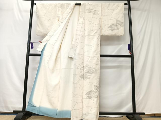 平和屋着物■訪問着 紬地 地紙草花文 正絹 逸品 CABK0179ua