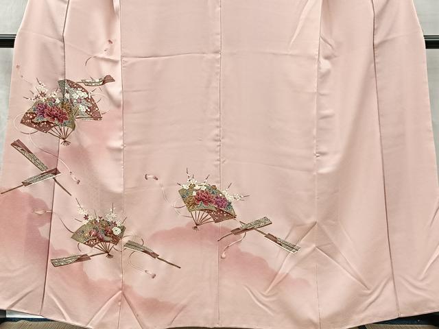 平和屋着物■訪問着 扇面花文 絞り 金彩 正絹 逸品 CABK0188ua