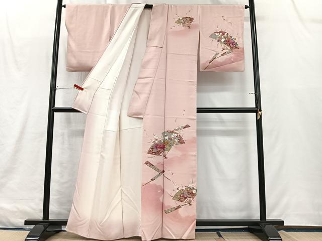 平和屋着物■訪問着 扇面花文 絞り 金彩 正絹 逸品 CABK0188ua