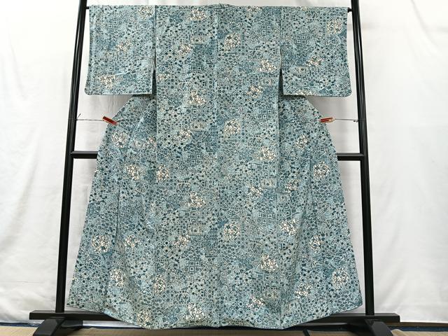平和屋着物■上質な小紋 花唐草文 正絹 逸品 CABK0189ua