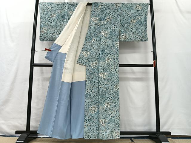 平和屋着物■上質な小紋 花唐草文 正絹 逸品 CABK0189ua