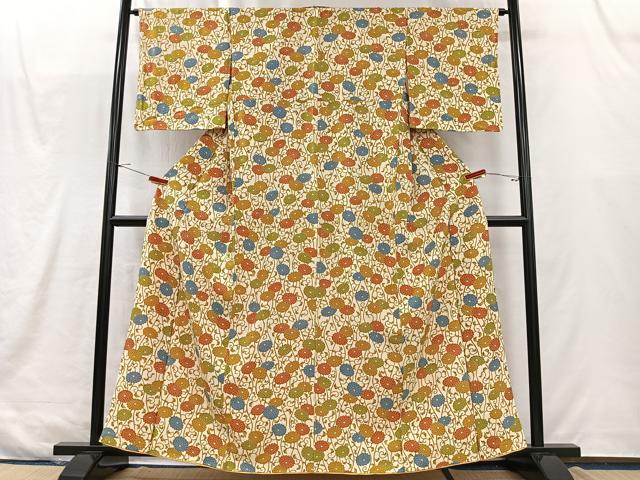 平和屋着物■上質な小紋 花唐草文 正絹 逸品 CABK0191ua