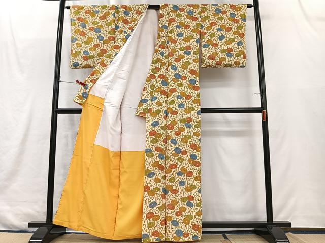 平和屋着物■上質な小紋 花唐草文 正絹 逸品 CABK0191ua