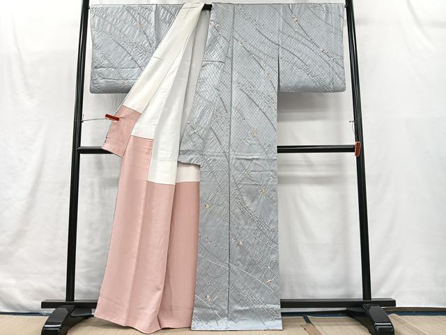 平和屋着物■上質な小紋 絞り 斜線文 正絹 逸品 CABK0195ua