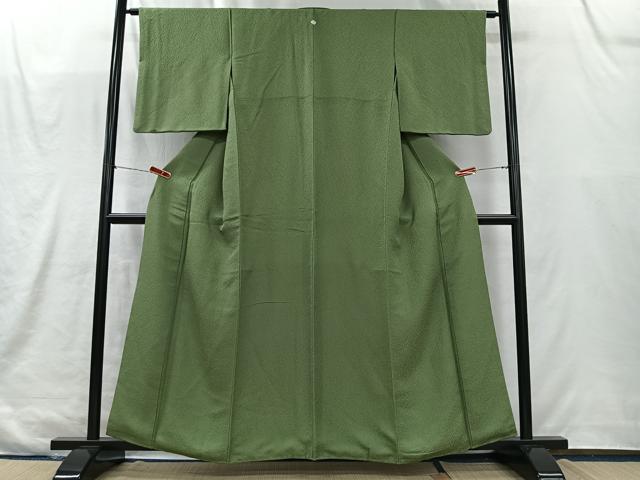 平和屋着物■上質な色無地 草色 正絹 逸品 CABK0202ua