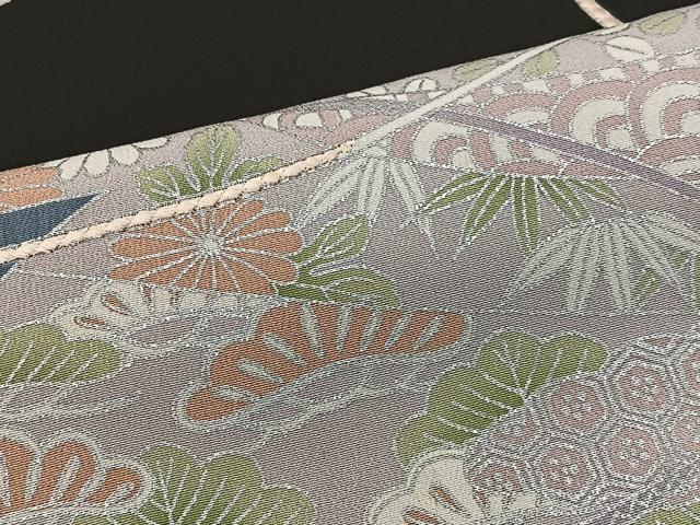 平和屋着物■豪華黒留袖 刺繍 扇面草花文 銀彩 正絹 逸品 CABK0205ua
