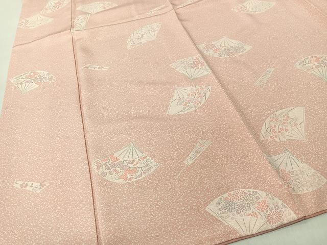 平和屋着物■上質な小紋 扇面花文 たたき染め 正絹 逸品 CABK0214ua